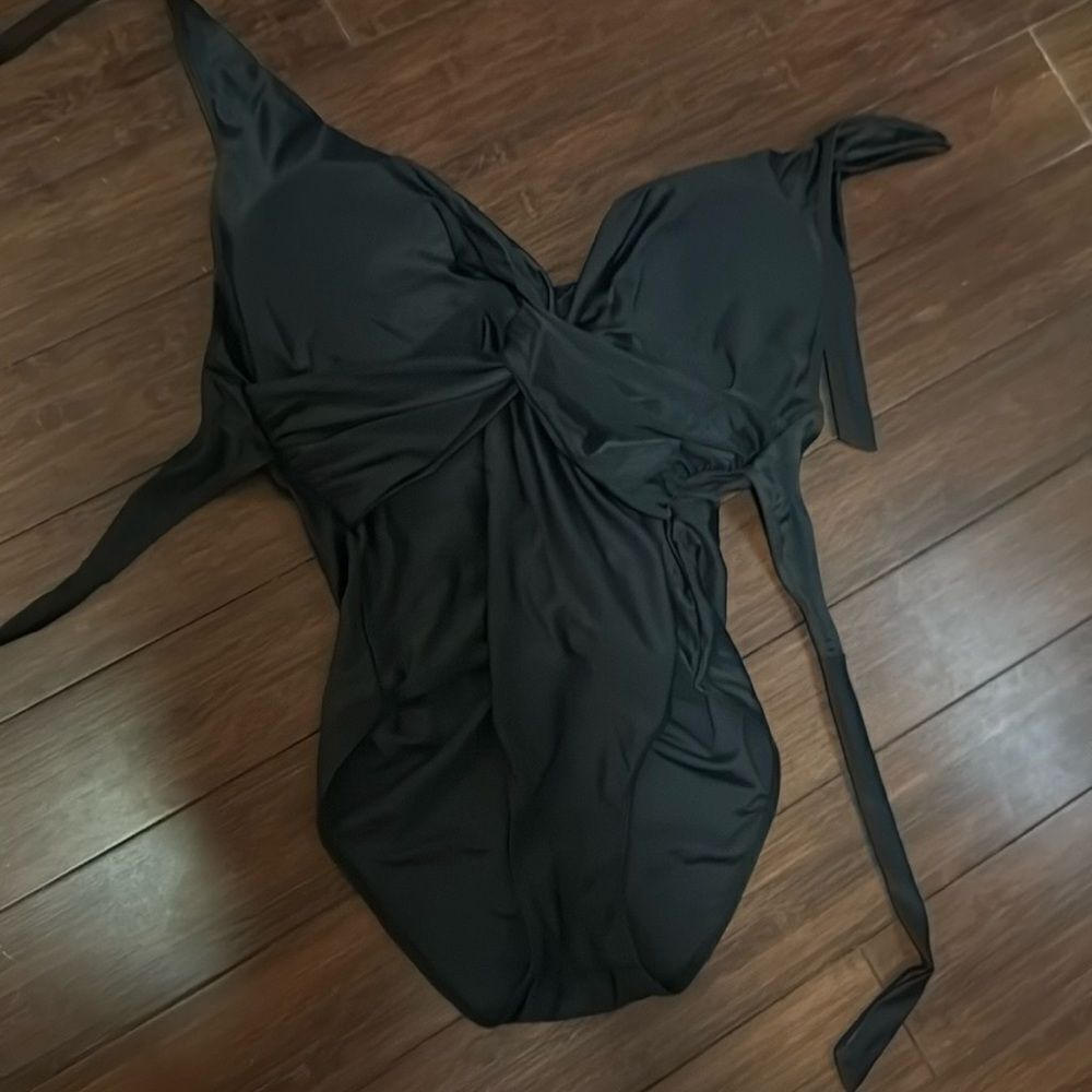 Black One Piece Bathing Suit - Halter Tie - Back Tie - Size XL - Never Worn